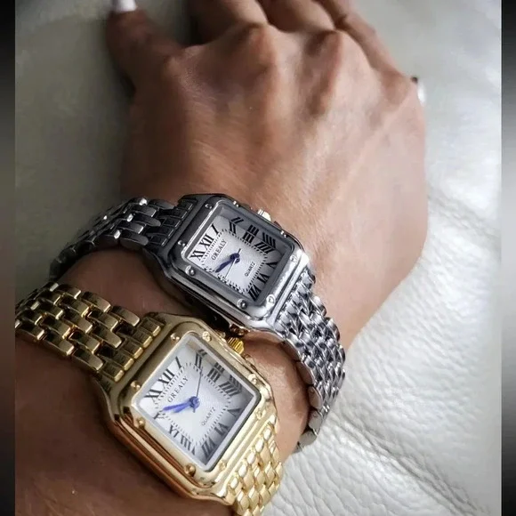 Panthere Classic Rectangle Gold Stainless Steel Watch